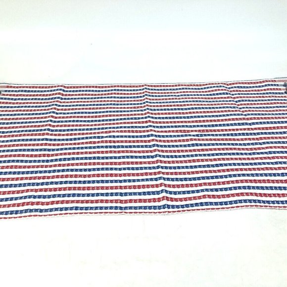 LOEWE interior Paula´s Ibiza stripe fringe towel cotton Red/Blue x White Unused - Picture 8 of 8